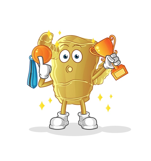 Vector ginger winner with trophie cartoon character