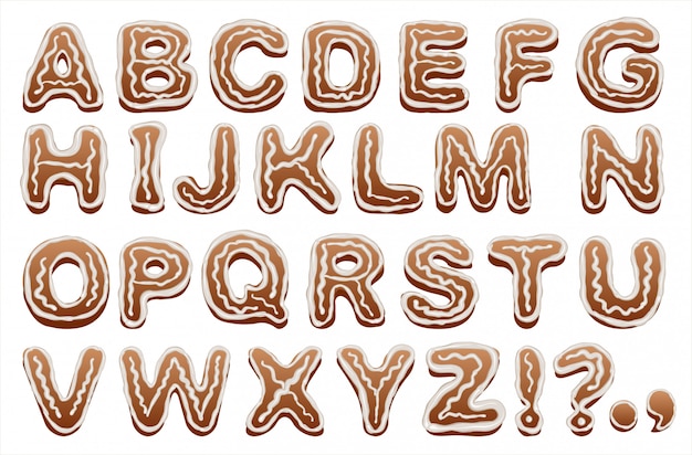 Vector gingerbread alphabet, baking letters