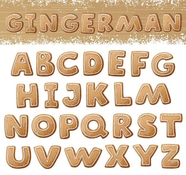 Gingerbread alphabet isolated on white background