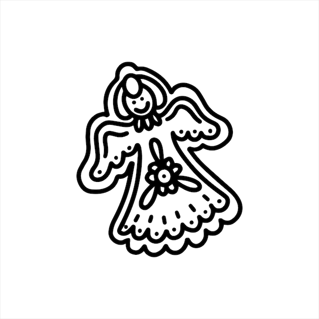 Angelo di pan di zenzero disegnato a mano in stile doodle