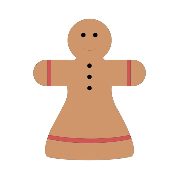 Vector gingerbread boy with a big smile xmas vector isolated on white background.