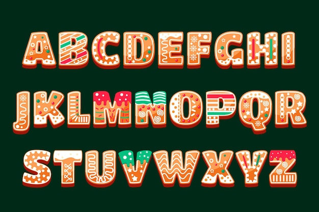 Gingerbread christmas alphabet set