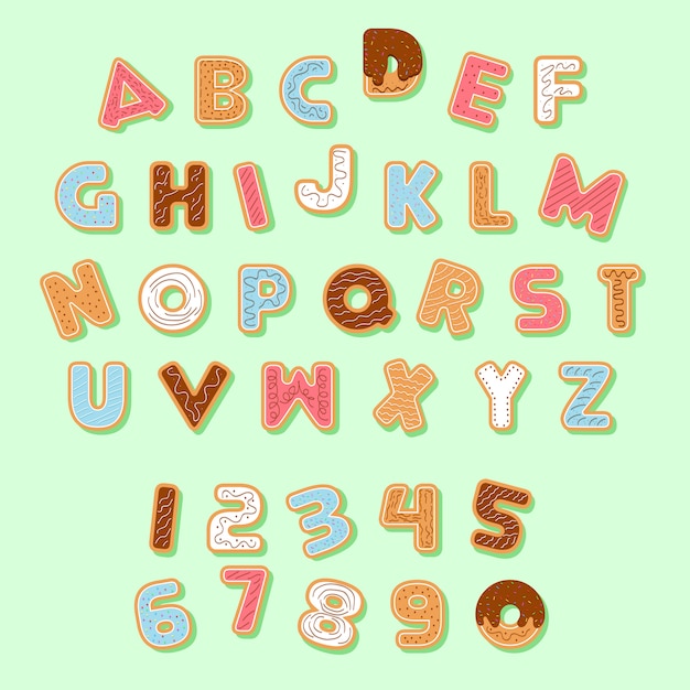Gingerbread Christmas cookie alphabet