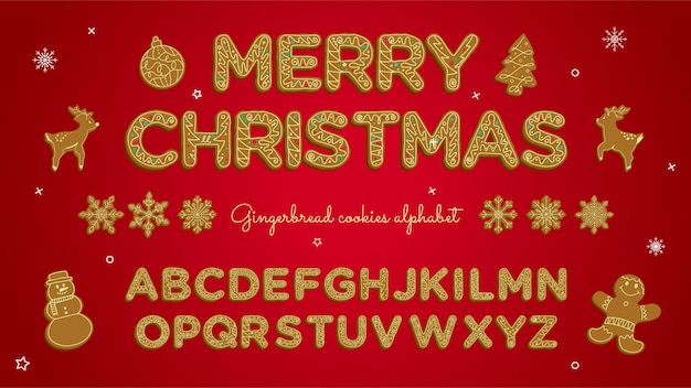 Gingerbread christmas cookies alphabet collection