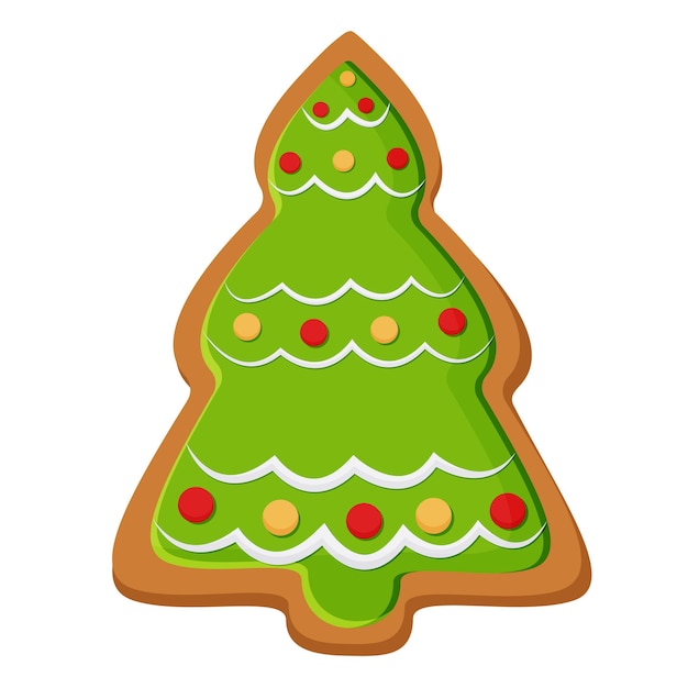 クリスマスツリーの形をしたジンジャーブレッドのクリスマスクッキー。ベクター