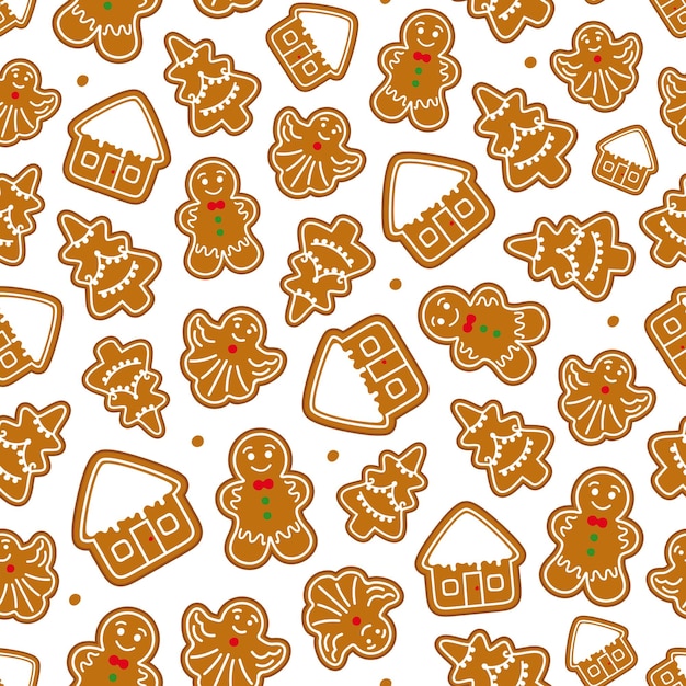 Vector gingerbread christmas seamless pattern