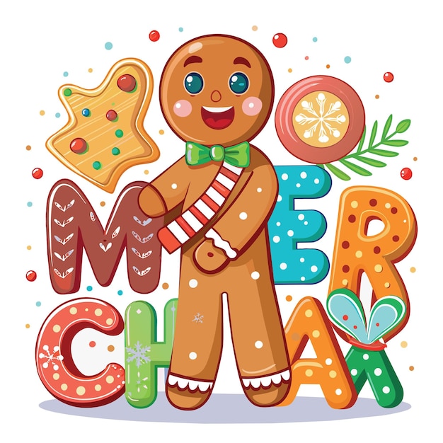 Vector gingerbread cookie alphabet in cartoon style