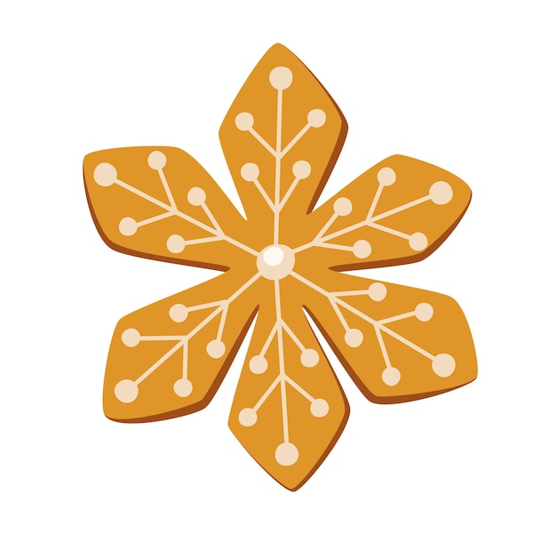 Vettore biscotto di pan di zenzero dolce natalizio dolce invernale fatto in casa a forma di stella illustrazioni vettoriali disegnate a mano isolate su sfondo bianco