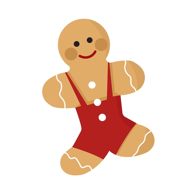 Gingerbread cookie man illustration for Christmas decoration Sweet cinnamon biscuit sticker