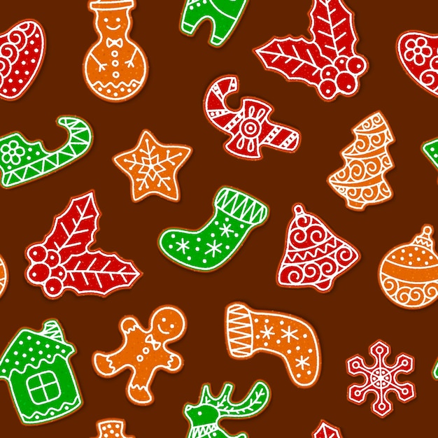 Gingerbread cookies for christmas seamless pattern.