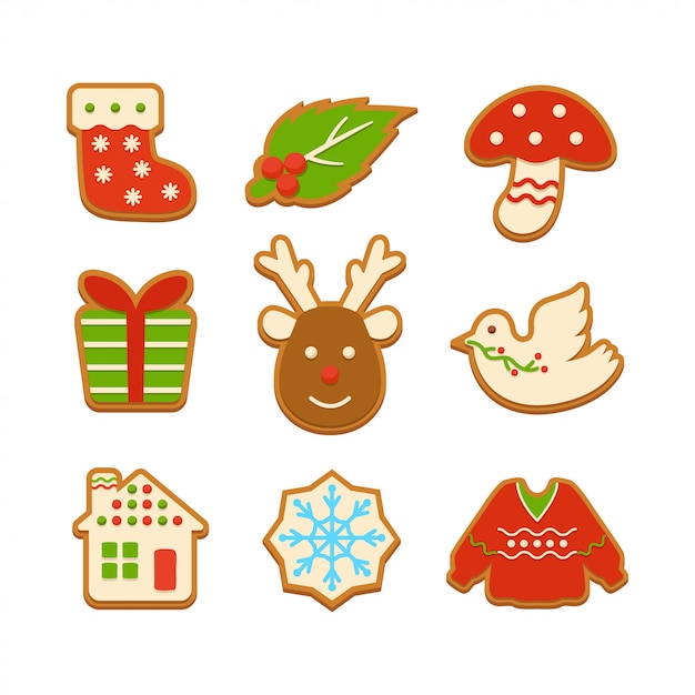 Gingerbread cookies illustration set