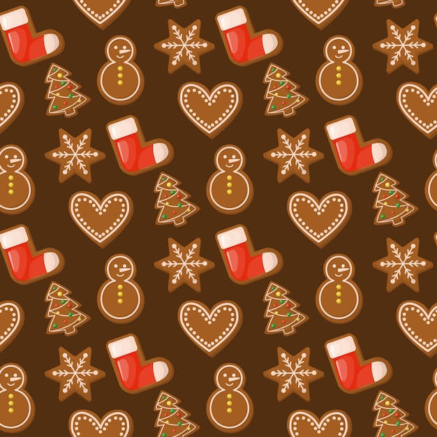 Gingerbread house christmas seamless pattern
