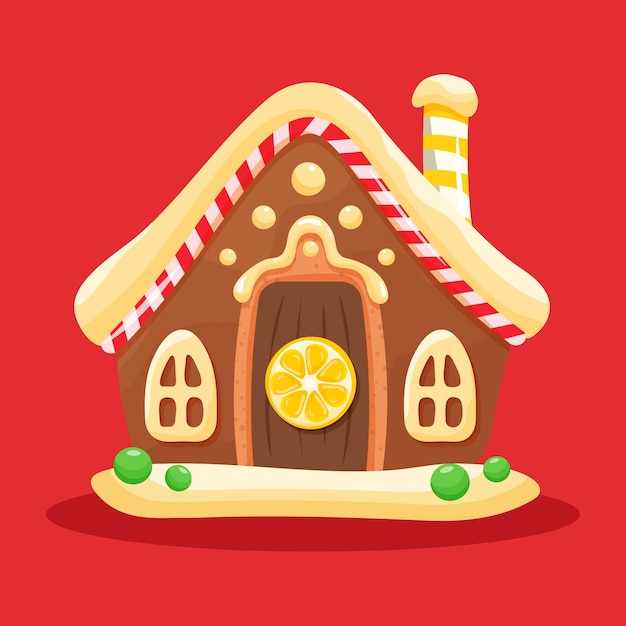 Gingerbread house christmas vector illustration Colourful cartoon style