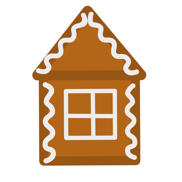 Gingerbread house cookie with sugar frosting vector illustration