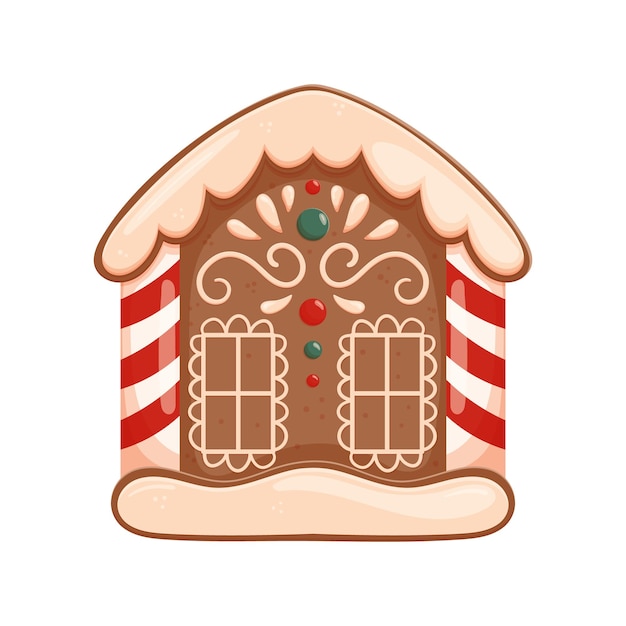 Gingerbread House met Frosting Decor Kerstkoekje voor Wintervakantie viering geïsoleerd op een witte achtergrond