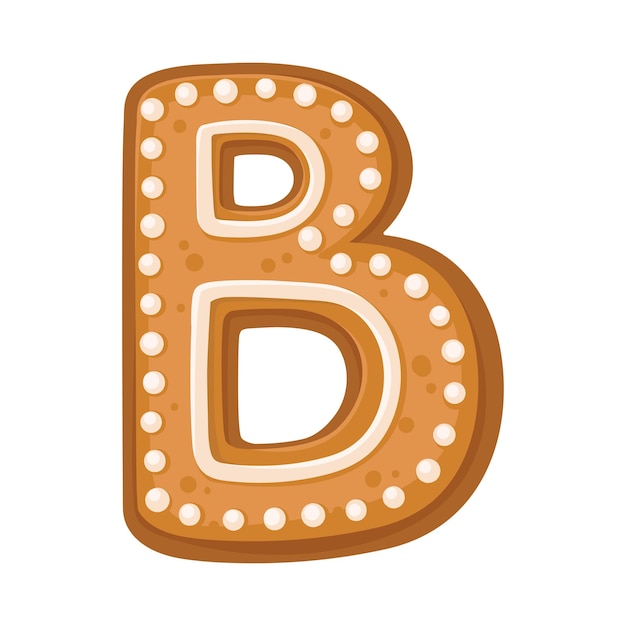 Vector gingerbread in de vorm van de letter b is versierd met patronen van wit glazuur vector illustratie