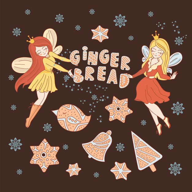 GINGERBREAD MAGIC Merry Christmas Vector Print