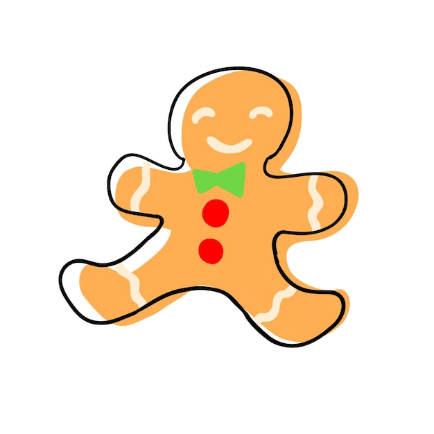 Gingerbread man in cartoon style Christmas and New Year cookie