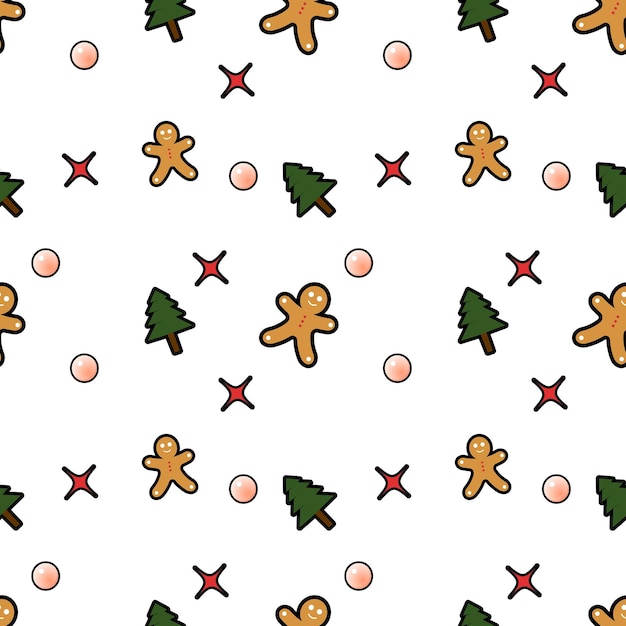 Gingerbread man albero di natale decorativo palla stelle seamless pattern sfondo perfetto per le vacanze invernali tessuto giftwrap scrapbook biglietti di auguri progetti di design