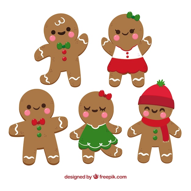 Gingerbread man cookies in cartoon style