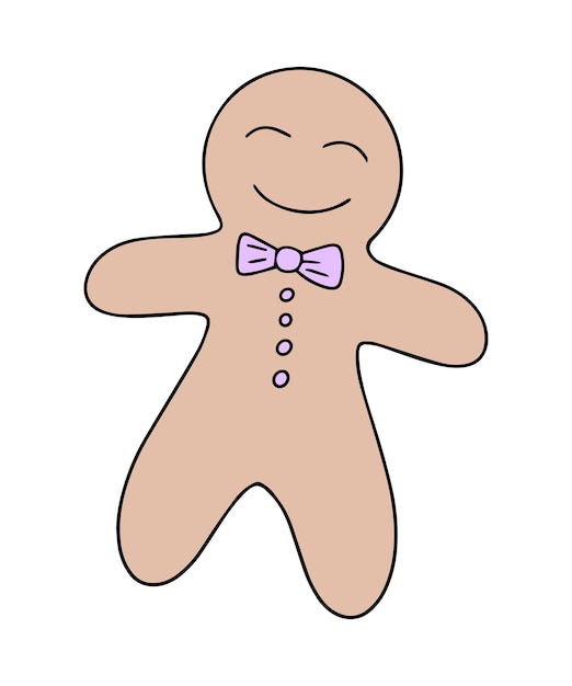 Vector gingerbread man geschilderd in de stijl van doodle