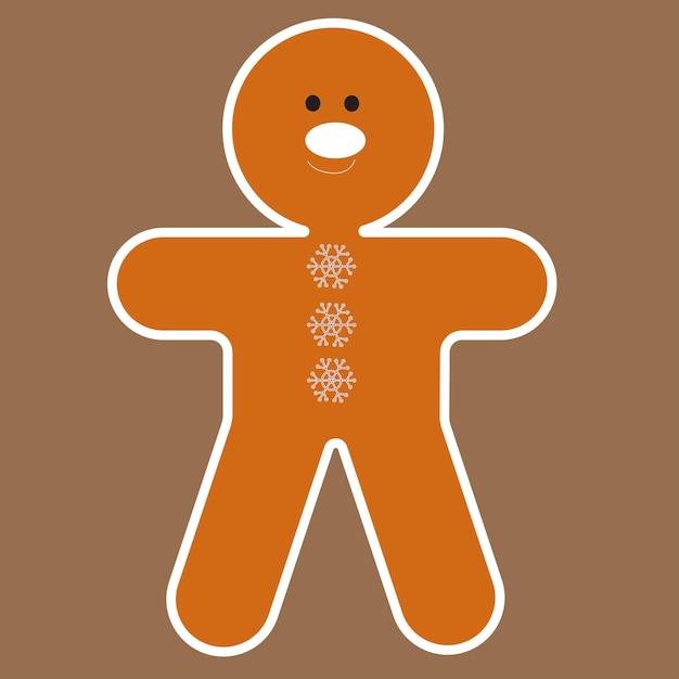 Vector gingerbread man met witte suikerglazuur. platte vectorillustratie. kerst afbeelding.