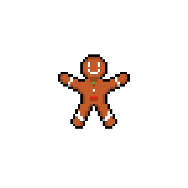 gingerbread man in pixel art style