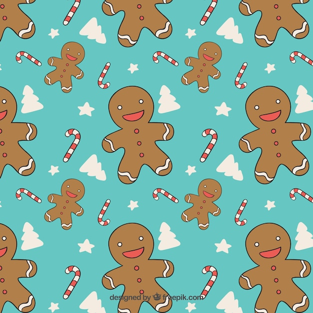 Gingerbread Man Turquoise Pattern