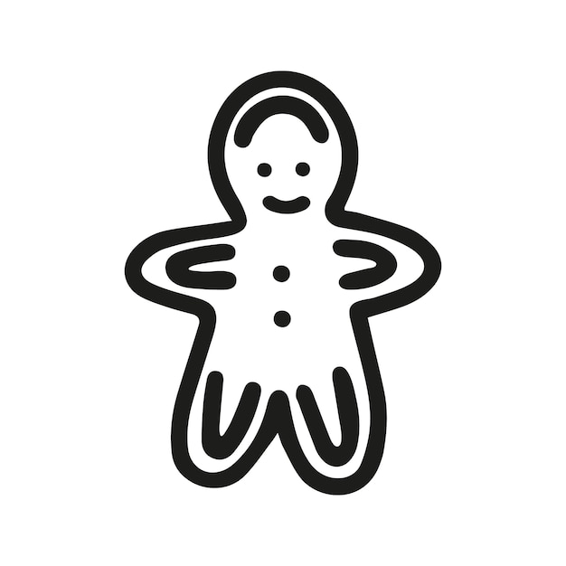 Gingerbread man zwart silhouet pictogram op geïsoleerde achtergrond. Vectorillustratie van bisquit