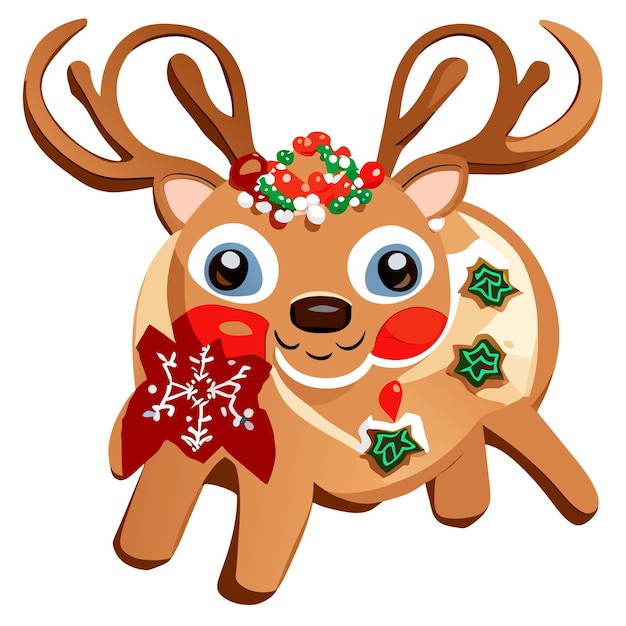 Вектор Печенье санта-клауса дорогой рождественский печенье ручной нарисованный плоский стильный мультфильм наклейка