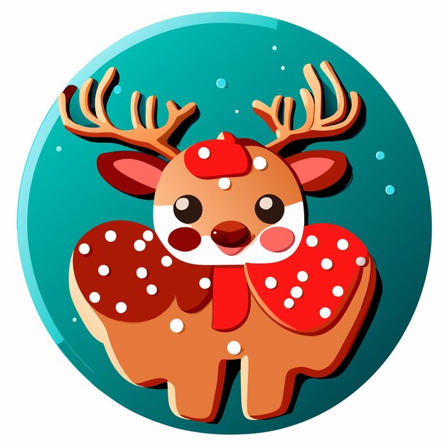 진저브레드 산타 사랑하는 크리스마스 쿠키 손으로 그린 평평한 세련된 만화 스티커