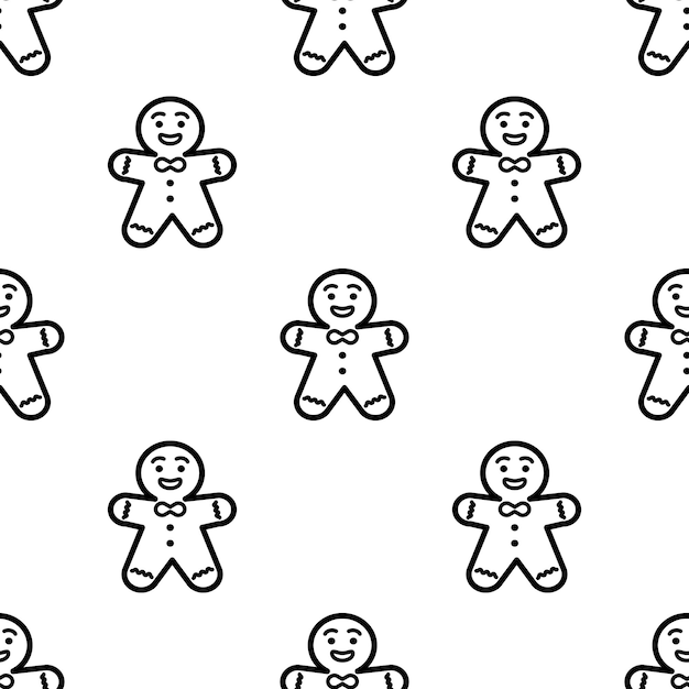 Vector gingerbread seamless pattern on white background