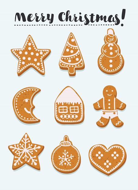 Vector gingerbread set