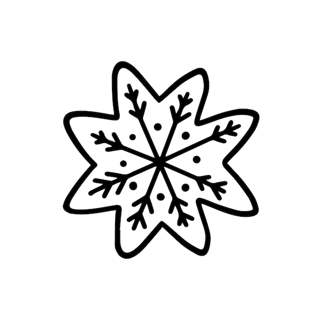 Gingerbread snowflake Hand drawn Doodle style