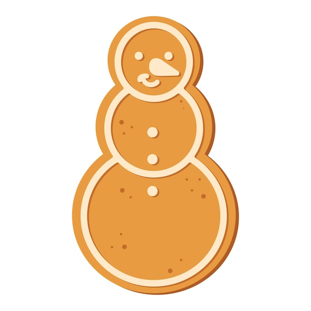 Пряничный снеговик на белом фоне Рождественское пряничное печенье Зимняя праздничная еда С Новым годом Веселого Рождества Векторная иллюстрация