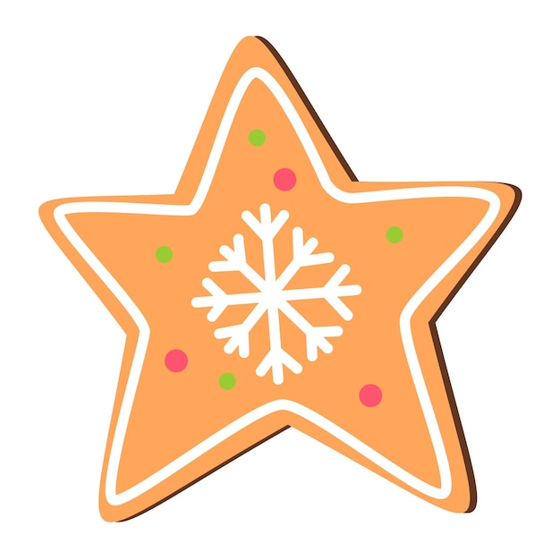 Gingerbread star with colored glaze traditional Christmas cookies