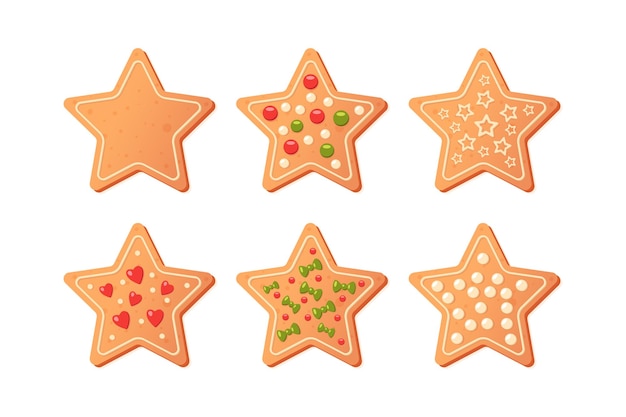 Vector gingerbread stars cookies