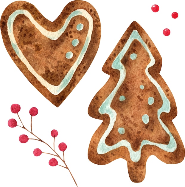 Gingerbread. watercolor composition