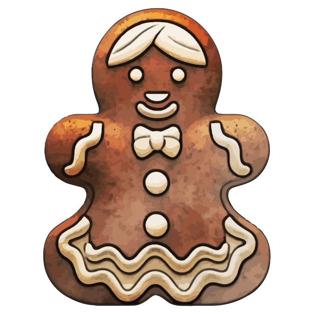 Gingerbread Woman Watercolor vector Illustration