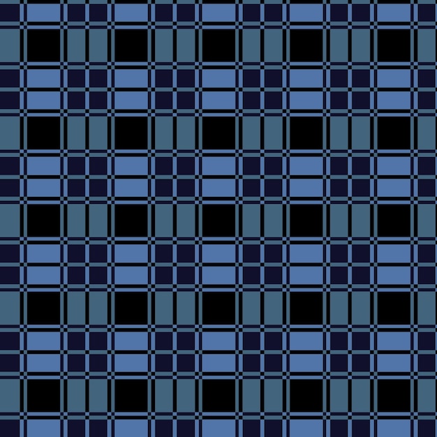 Gingham black and blue seamless plaid pattern