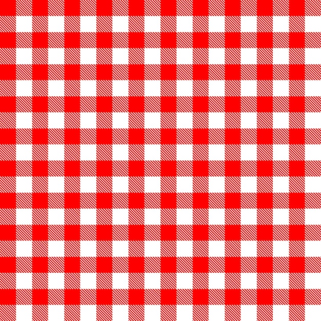 Красный квадратный геометрический бесшовный векторный рисунок Gingham для бумаги, пледа, скатерти и другого текстиля.