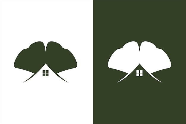 ginkgo blad huis logo pictogram vector grafische voorraad vector