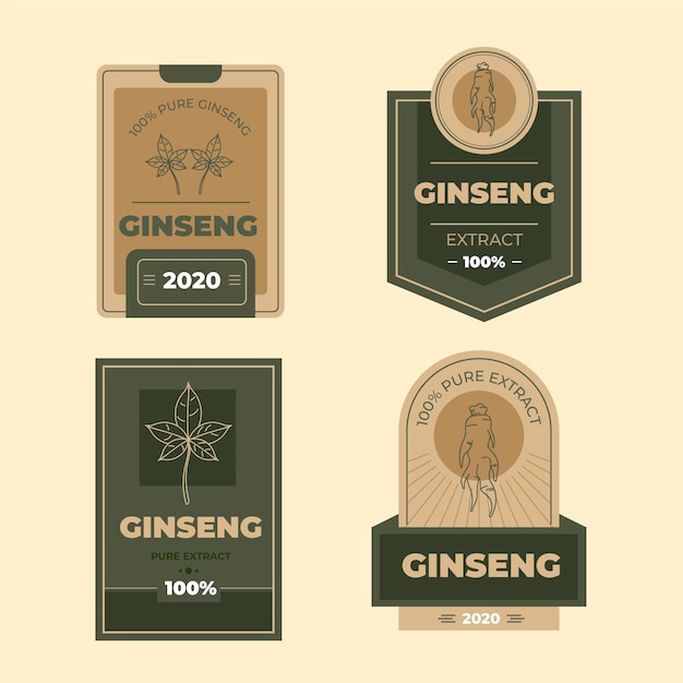 Vector ginseng jar label collection