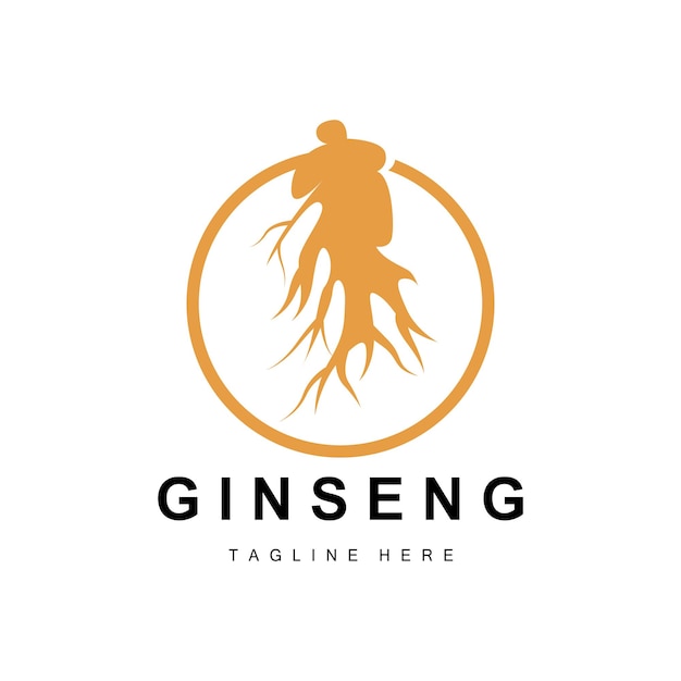 Ginseng Logo Herbal Plant Vector Natural Herbal Medicine Ginseng Herbal Drink Icon