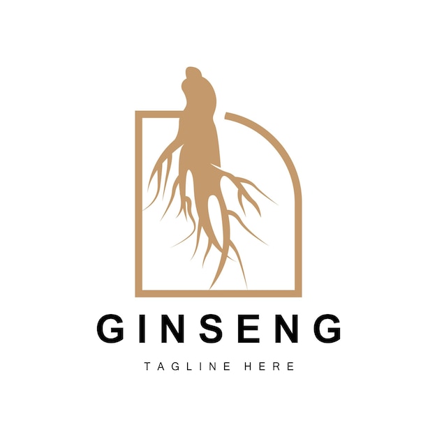 Ginseng Logo Herbal Plant Vector Natural Herbal Medicine Ginseng Herbal Drink Icon