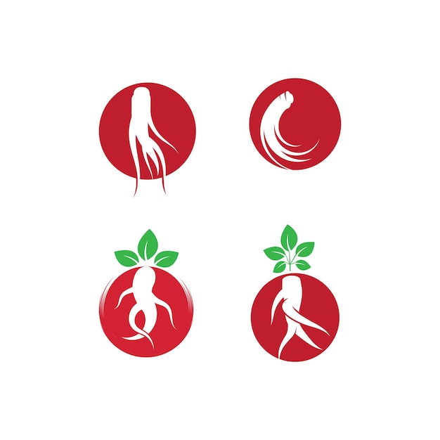 Шаблон векторного дизайна логотипа женьшеня
