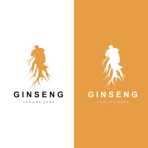 Ginseng logo kruidenplant vector natuurlijke kruidengeneeskunde ginseng kruidendrank icoon