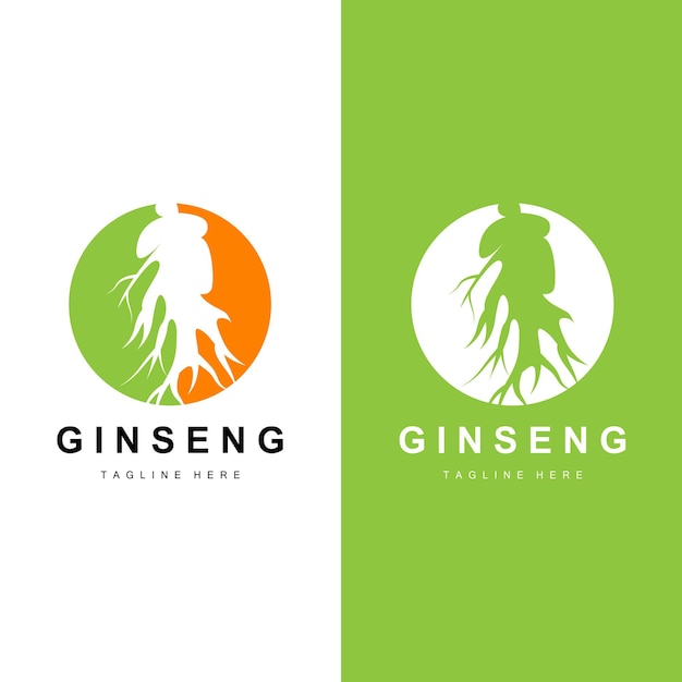 Ginseng Logo Kruidenplant Vector Natuurlijke Kruidengeneeskunde Ginseng Kruidendrank Icoon