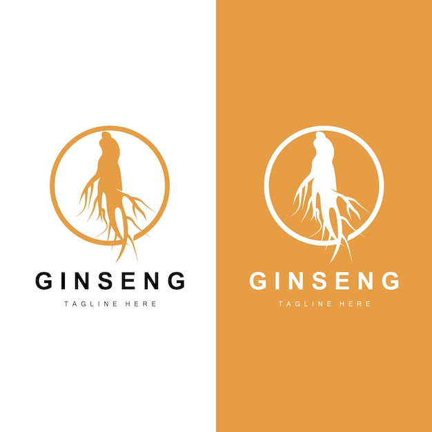 Vector ginseng logo kruidenplant vector natuurlijke kruidengeneeskunde ginseng kruidendrank icoon