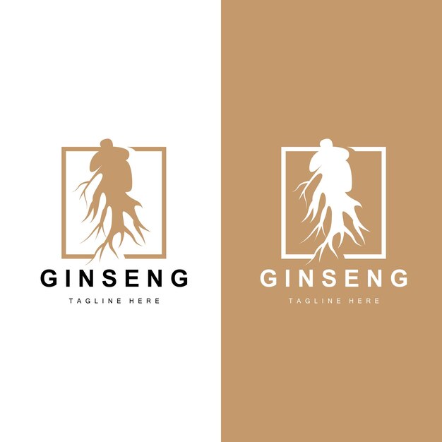 Ginseng Logo Kruidenplant Vector Natuurlijke Kruidengeneeskunde Ginseng Kruidendrank Icoon